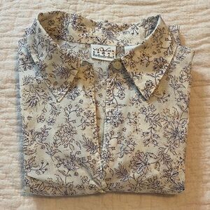 Villager Sport Woman - Floral Button Down Shirt - 3/4 sleeves
